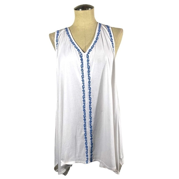 Garnet Hill Embroidered V-Neck Tunic Size XL - Picture 1 of 7